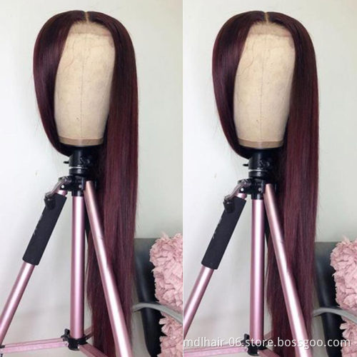 Hot Sale High Quality 13x4 Lace Frontal Wigs 99J 150% Density Straight Brazilian Human Hair Wigs Factory Wholesale